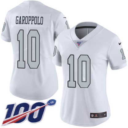 Nike Las Vegas Raiders #10 Jimmy Garoppolo White Women's Stitched NFL Limited Rush 100th Season Jersey