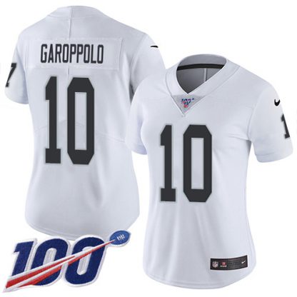 Nike Las Vegas Raiders #10 Jimmy Garoppolo White Women's Stitched NFL 100th Season Vapor Untouchable Limited Jersey