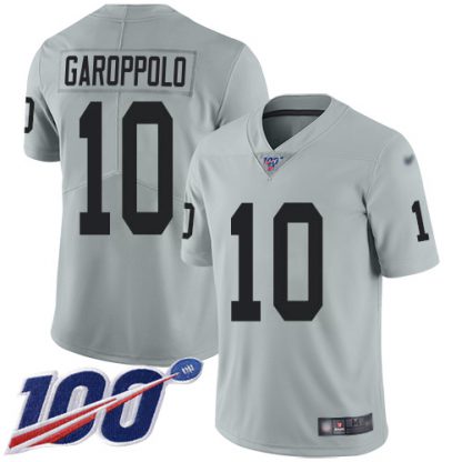 Nike Las Vegas Raiders #10 Jimmy Garoppolo Silver Men's Stitched NFL Limited Inverted Legend 100th Season Jersey