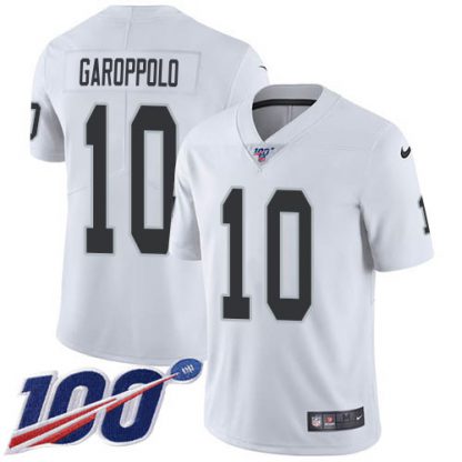 Nike Las Vegas Raiders #10 Jimmy Garoppolo White Men's Stitched NFL 100th Season Vapor Limited Jersey
