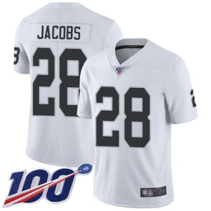 Nike Las Vegas Raiders #28 Josh Jacobs White Men's Stitched NFL 100th Season Vapor Limited Jersey