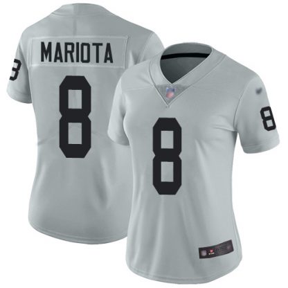 Nike Las Vegas Raiders #8 Marcus Mariota Silver Women's Stitched NFL Limited Inverted Legend Jersey