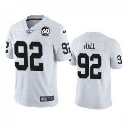 Nike Las Vegas Raiders #92 P.J. Hall White 60th Anniversary Vapor Limited Stitched NFL 100th Season Jersey