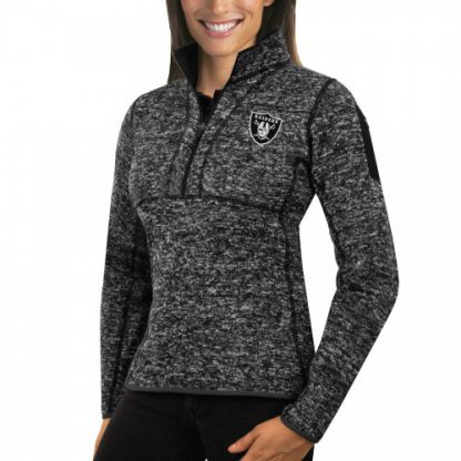 Las Vegas Las Vegas Raiders Antigua Women's Fortune Half-Zip Sweater Heather Black