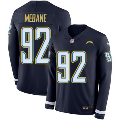 Nike Los Angeles Chargers #92 Brandon Mebane Navy Blue Team Color Men's Stitched NFL Limited Therma Long Sleeve Jersey
