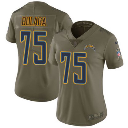 Nike Los Angeles Chargers #75 Bryan Bulaga Olive Women's Stitched NFL Limited 2017 Salute To Service Jersey