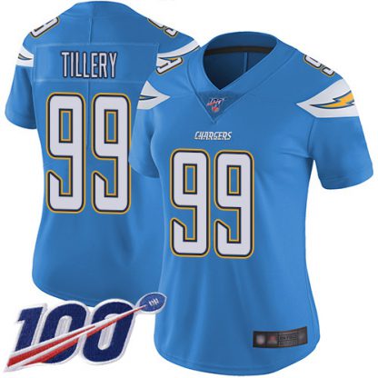 Nike Los Angeles Chargers #99 Jerry Tillery Electric Blue Alternate Women's Stitched NFL 100th Season Vapor Limited Jersey