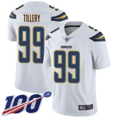 Nike Los Angeles Chargers #99 Jerry Tillery White Men's Stitched NFL 100th Season Vapor Limited Jersey