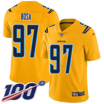 Nike Los Angeles Chargers #97 Joey Bosa Gold Men's Stitched NFL Limited Inverted Legend 100th Season Jersey