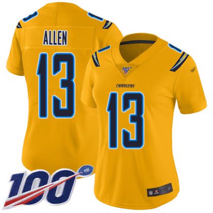 Nike Los Angeles Chargers #13 Keenan Allen Gold Women's Stitched NFL Limited Inverted Legend 100th Season Jersey