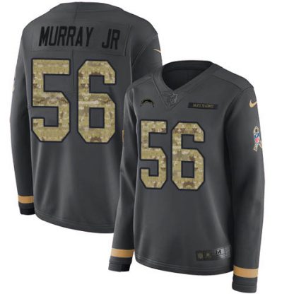 Nike Los Angeles Chargers #56 Kenneth Murray Jr Anthracite Salute to Service Women's Stitched NFL Limited Therma Long Sleeve Jersey