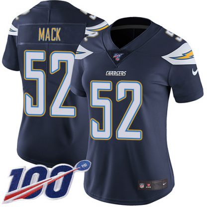 Nike Los Angeles Chargers #52 Khalil Mack Navy Blue Team Color Women's Stitched NFL 100th Season Vapor Untouchable Limited Jersey