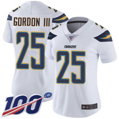 Nike Los Angeles Chargers #25 Melvin Gordon III White Women's Stitched NFL 100th Season Vapor Limited Jersey