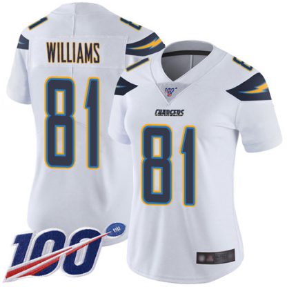 Nike Los Angeles Chargers #81 Mike Williams White Women's Stitched NFL 100th Season Vapor Limited Jersey