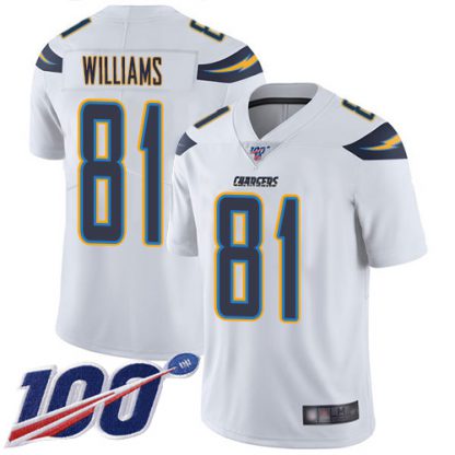Nike Los Angeles Chargers #81 Mike Williams White Men's Stitched NFL 100th Season Vapor Limited Jersey