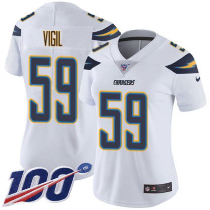 Nike Los Angeles Chargers #59 Nick Vigil White Women's Stitched NFL 100th Season Vapor Untouchable Limited Jersey
