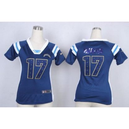Nike Los Angeles Chargers #17 Philip Rivers Navy Blue Team Color Women's Stitched NFL Elite Draft Him Shimmer Jersey