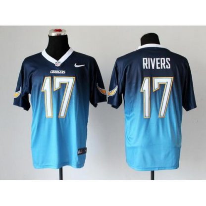 Nike Los Angeles Chargers #17 Philip Rivers Navy Blue/Electric Blue Men's Stitched NFL Elite Fadeaway Fashion Jersey