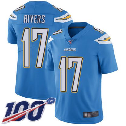 Nike Los Angeles Chargers #17 Philip Rivers Electric Blue Alternate Men's Stitched NFL 100th Season Vapor Limited Jersey