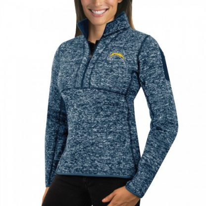 Los Angeles Los Angeles Chargers Antigua Women's Fortune Half-Zip Sweater Heather Navy