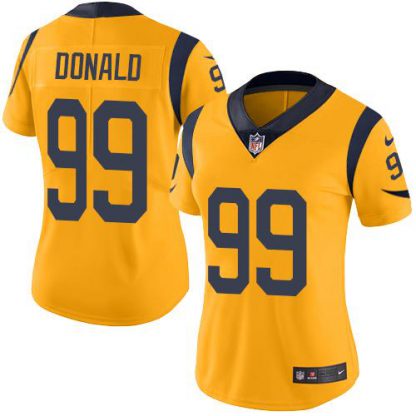 Nike Los Angeles Rams #99 Aaron Donald Gold Women's Stitched NFL Limited Rush Jersey