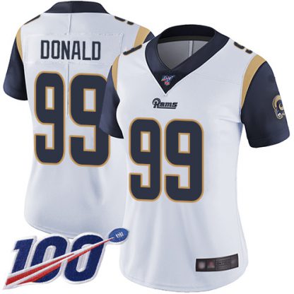 Nike Los Angeles Rams #99 Aaron Donald White Women's Stitched NFL 100th Season Vapor Limited Jersey