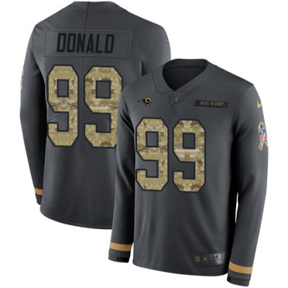Nike Los Angeles Rams #99 Aaron Donald Anthracite Salute to Service Youth Stitched NFL Limited Therma Long Sleeve Jersey