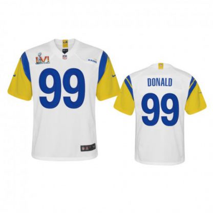 Los Angeles Los Angeles Rams #99 Aaron Donald Youth Super Bowl LVI Patch Nike Alternate Game NFL Jersey - White