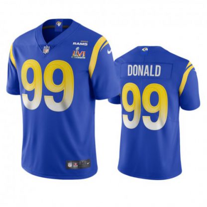 Los Angeles Los Angeles Rams #99 Aaron Donald Men's Super Bowl LVI Patch Nike Vapor Limited NFL Jersey - Royal