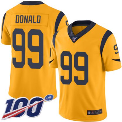 Nike Los Angeles Rams #99 Aaron Donald Gold Men's Stitched NFL Limited Rush 100th Season Jersey