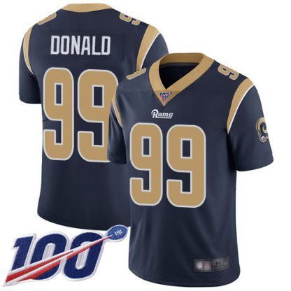 Nike Los Angeles Rams #99 Aaron Donald Navy Blue Team Color Men's Stitched NFL 100th Season Vapor Limited Jersey