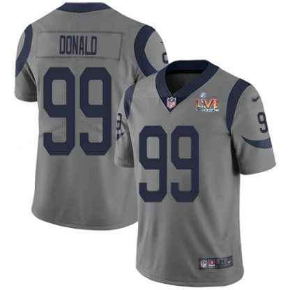 Nike Los Angeles Rams #99 Aaron Donald Gray Super Bowl LVI Patch Men's Stitched NFL Limited Inverted Legend Jersey