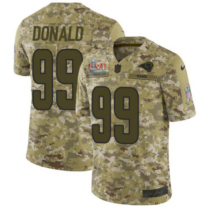 Nike Los Angeles Rams #99 Aaron Donald Camo Super Bowl LVI Patch Men's Stitched NFL Limited 2018 Salute To Service Jersey