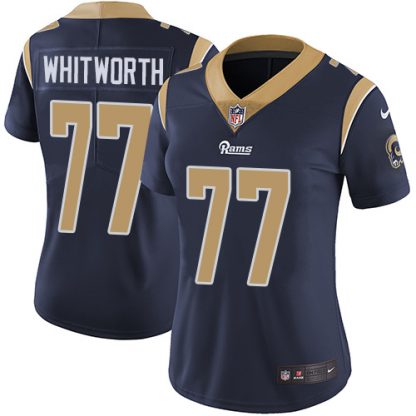 Nike Los Angeles Rams #77 Andrew Whitworth Navy Blue Team Color Women's Stitched NFL Vapor Untouchable Limited Jersey