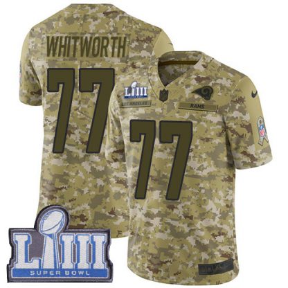 Nike Los Angeles Rams #77 Andrew Whitworth Camo Super Bowl LIII Bound Men's Stitched NFL Limited 2018 Salute To Service Jersey