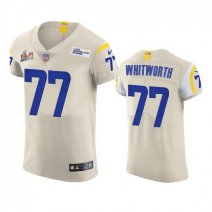 Los Angeles Los Angeles Rams #77 Andrew Whitworth Men's Super Bowl LVI Patch Nike Vapor Elite Player NFL Jersey - Bone