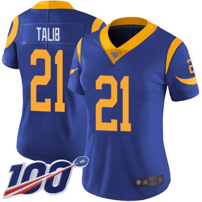 Nike Los Angeles Rams #21 Aqib Talib Royal Blue Alternate Women's Stitched NFL 100th Season Vapor Limited Jersey