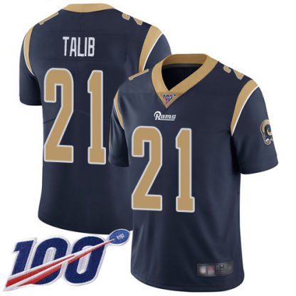 Nike Los Angeles Rams #21 Aqib Talib Navy Blue Team Color Men's Stitched NFL 100th Season Vapor Limited Jersey