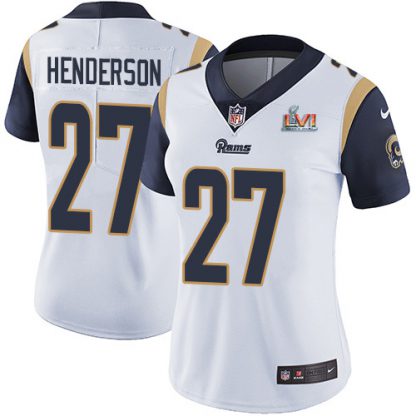 Nike Los Angeles Rams #27 Darrell Henderson White Super Bowl LVI Patch Women's Stitched NFL Vapor Untouchable Limited Jersey