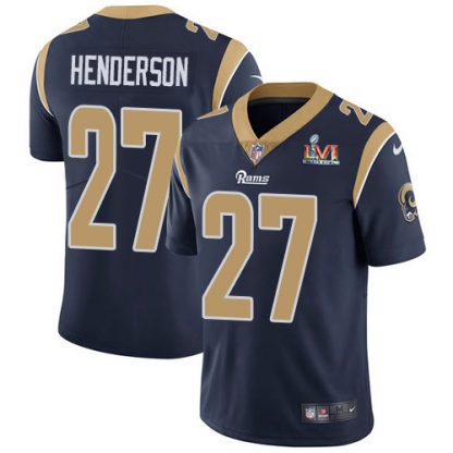 Nike Los Angeles Rams #27 Darrell Henderson Navy Blue Team Color Super Bowl LVI Patch Youth Stitched NFL Vapor Untouchable Limited Jersey