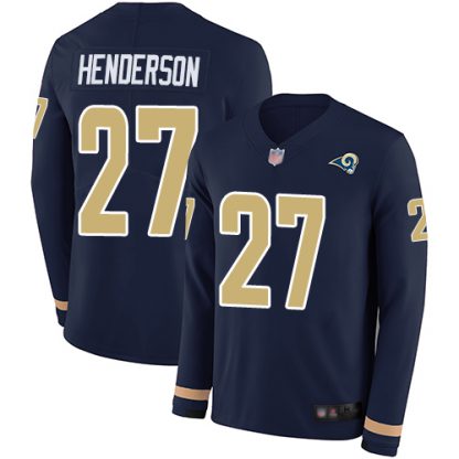 Nike Los Angeles Rams #27 Darrell Henderson Navy Blue Team Color Men's Stitched NFL Limited Therma Long Sleeve Jersey