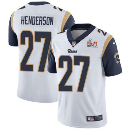 Nike Los Angeles Rams #27 Darrell Henderson White Super Bowl LVI Patch Men's Stitched NFL Vapor Untouchable Limited Jersey