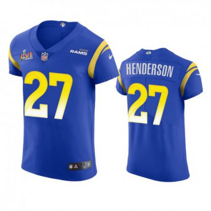 Los Angeles Los Angeles Rams #27 Darrell Henderson Men's Super Bowl LVI Patch Nike Vapor Elite Player NFL Jersey - Royal