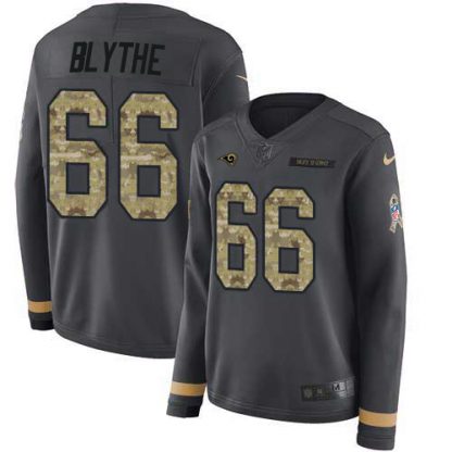 Nike Los Angeles Rams #66 Austin Blythe Anthracite Salute to Service Women's Stitched NFL Limited Therma Long Sleeve Jersey