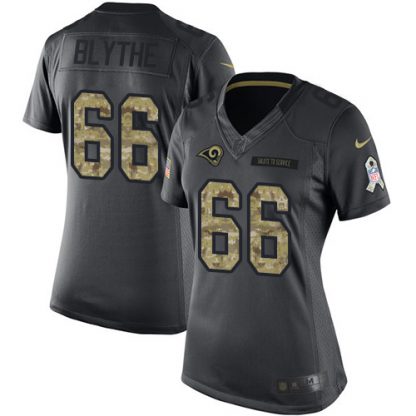 Nike Los Angeles Rams #66 Austin Blythe Black Women's Stitched NFL Limited 2016 Salute to Service Jersey