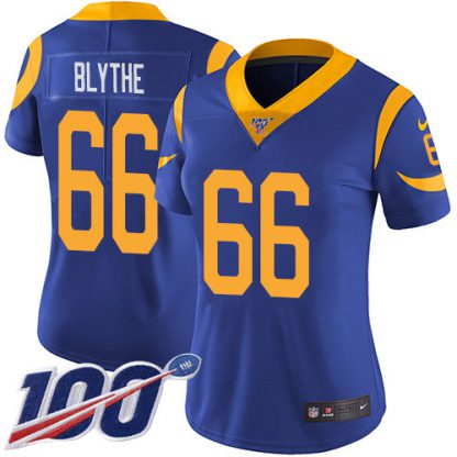 Nike Los Angeles Rams #66 Austin Blythe Royal Blue Alternate Women's Stitched NFL 100th Season Vapor Untouchable Limited Jersey