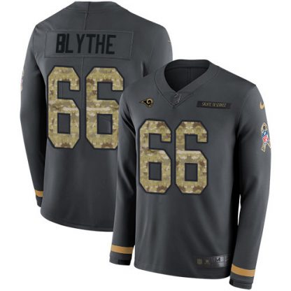 Nike Los Angeles Rams #66 Austin Blythe Anthracite Salute to Service Men's Stitched NFL Limited Therma Long Sleeve Jersey