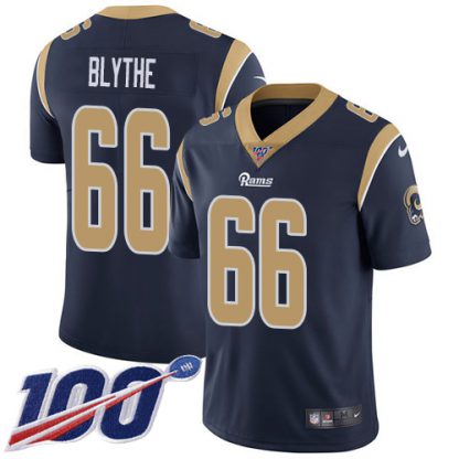 Nike Los Angeles Rams #66 Austin Blythe Navy Blue Team Color Men's Stitched NFL 100th Season Vapor Untouchable Limited Jersey