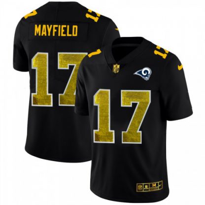 Los Angeles Los Angeles Rams #17 Baker Mayfield Men's Black Nike Golden Sequin Vapor Limited NFL Jersey