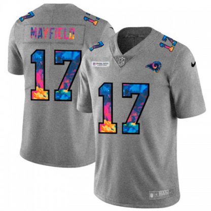 Los Angeles Los Angeles Rams #17 Baker Mayfield Men's Nike Multi-Color 2020 NFL Crucial Catch NFL Jersey Greyheather